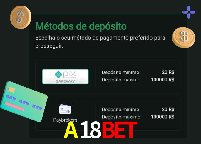 O cassino A18Bet oferece uma grande variedade de métodos de pagamento